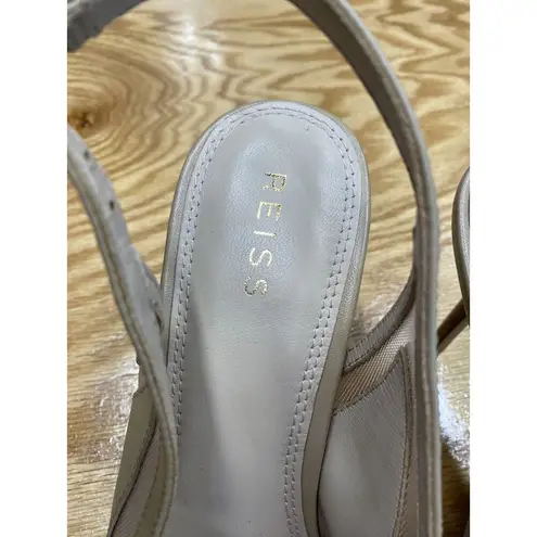 Reiss Pump Heel women's 9.5 Gray Leather Stiletto Buckle Strap Pointed Toe B50