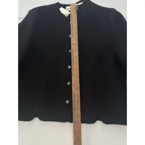 Vintage Carroll Reed Size 12 Black Wool Cardigan Sweater Jacket Quiet Luxury NEW