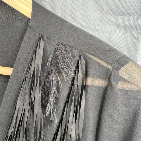 Yoana Baraschi Blouse Black Sheer Fringe Wrap Festival Statement Edgy Size S