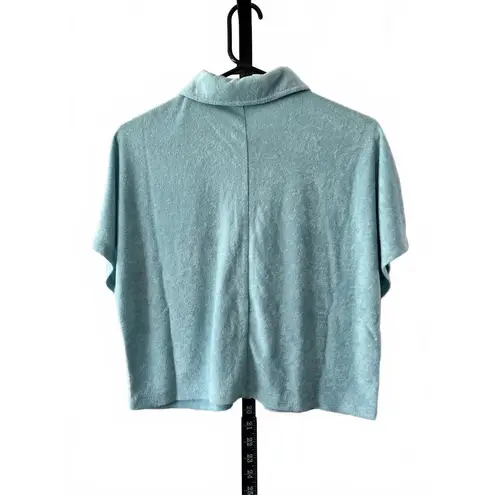 ANDIE Resortwear Blue Cropped Button-Up Shirt - Size S