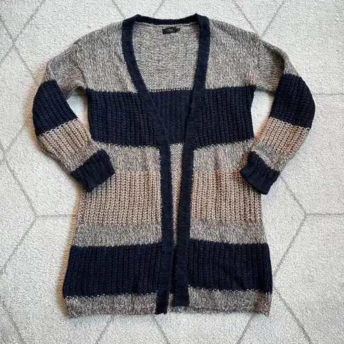 Yida Made in Italy Metallic Striped Open Front Cardigan Blue, Bronze & Silver Blue Size L