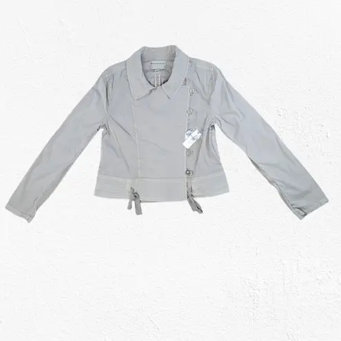 Marrakech Pearl Gray Cotton Jacket Asymmetrical Button Utility Coat Size Large
