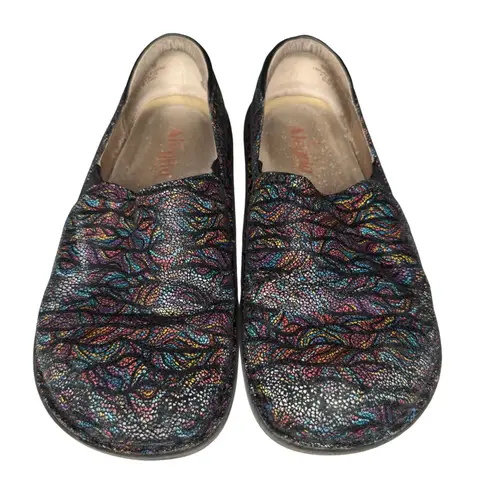 Alegria Debra Womens 8-8.5 / 38 EUR Leather Multicolor Print Nursing Clogs Shoes