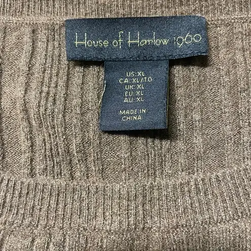 House of Harlow 1960 Brown Ribbed Cropped Long Sleeve Sweater Size XL Soft