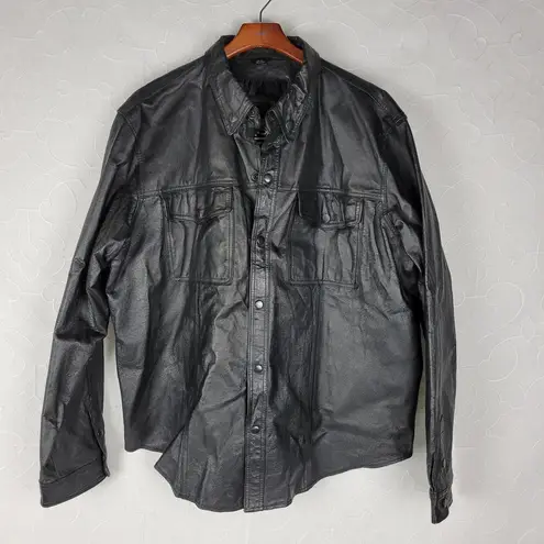 Bikers Dream Apparel Womens Moto Shacket 4XL Black Leather Button Down Size undefined