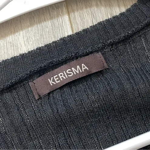 Kerisma Vneck Top cotton ramie knit womens Black (medium) y2k long minimalist