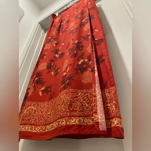 Sag Harbor VTG 90s Fairycore Red Floral Patterned Wrap Maxi Skirt - M