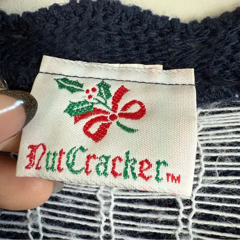 Nutcracker Vintage Festive Ugly Christmas Party Sweater Size Oversized Small Blue