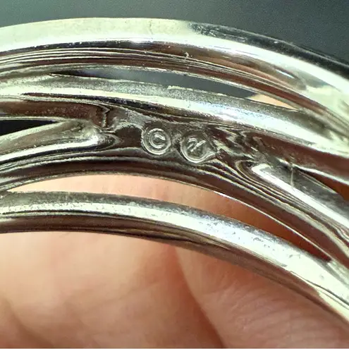 Swavorski SWAROVSKI Rhodium Plated Interlocking Loops Genius Pave Ring Women’s Size 9 5g.