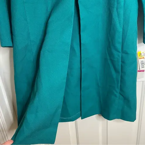 Olivia Matthews Teal Long Suit Jacket Size 12 NEW Deadstock rosette lapel