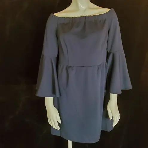 Trina Turk HP!  Miley Blue Off the Shoulder Bell Sleeve Dress (8)