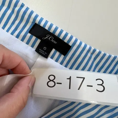 J.Crew Dress Womens Size 6 Blue White Striped Cotton Poplin Wrap