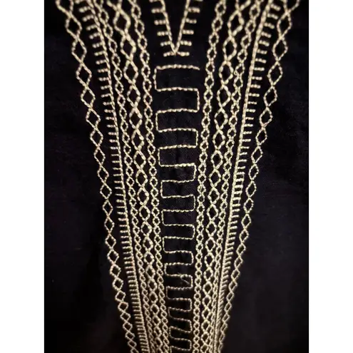 Jessica London Navy Blue Embroidered Tunic Top Plus Size 22W Linen Rayon