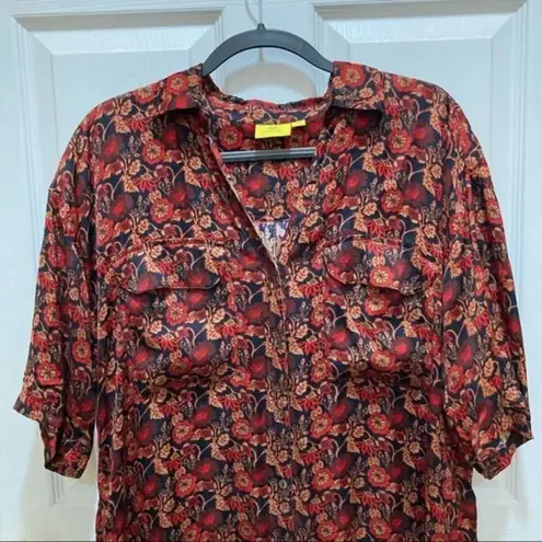 Roberta Roller Rabbit Mini Dress Size Small Dark Floral Viscose Chest Pockets