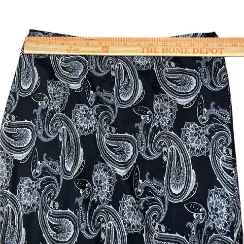 Casual Corner Navy and White Paisley Silk Maxi Slip Skirt Blue Size 8