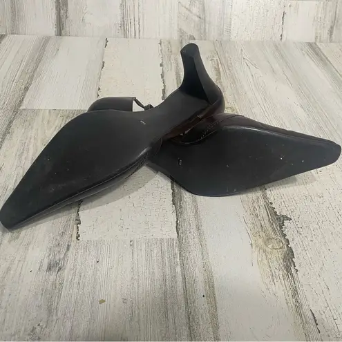 Franco Sarto  Leather Square Toe Adjustable Ankle Strap Heels Dark Brown size 9.5 thumbnail 7