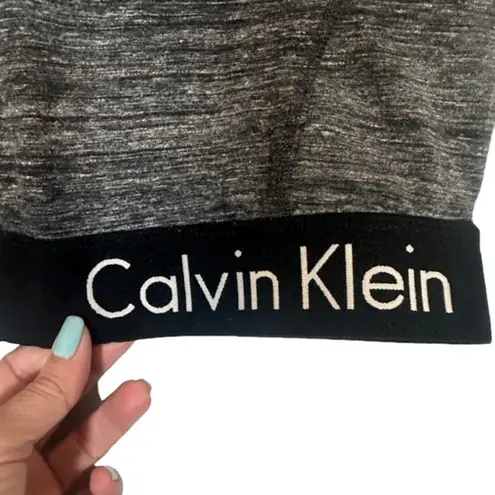 Calvin Klein  Gray & Black Mock Neck Crisscross Back Sports Bra Women Sz M