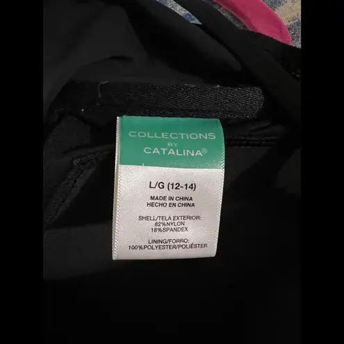 Catalina Elegant Black Bandeau Twist Front Swimsuit Top size Large (12