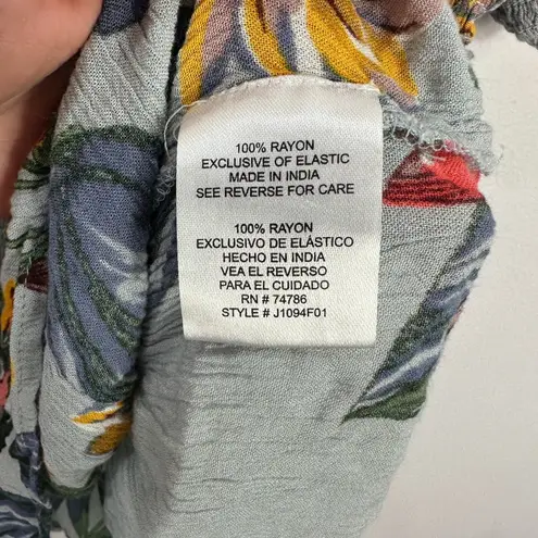 Patrons of Peace Top S Blue Floral Smocked Peplum Boho Cottagecore Festival