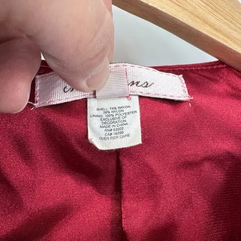 Vintage Y2K Intuitions Velvet Cardigan Jacket sz 4 Red Holiday Vamp Whimsigoth