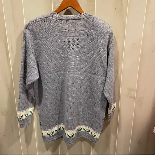 Vintage 80’s Belle Pointe lavender bunny easter spring cardigan chunky oversize Purple Size L