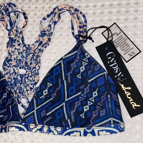 Gypsy 05 NEW! SAND Bikini Size XS Small Racerback Top Cheeky Bottoms Blue Multi