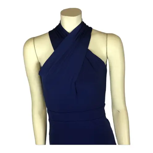 AG STUDIO Navy halter neck cutout back maxi dress size small Blue