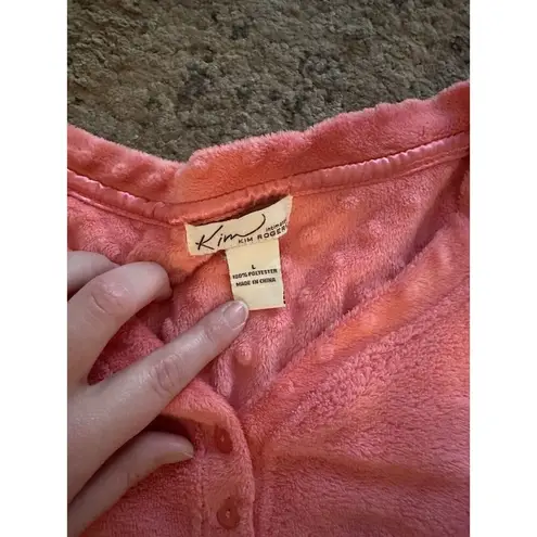 kim rogers Woman’s Kim Roger’s Intimates Sleep Wear Pjs Set Sz Large Fleece Pink Polka Dot