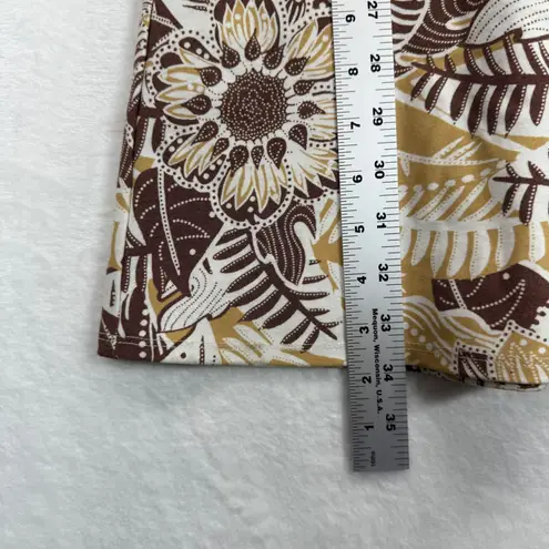 Cutter and Buck C Brown Floral Print V-Neck Short Sleeve Casual Dress Medium