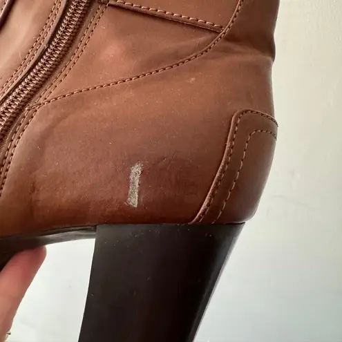 Etienne Aigner Brown Buckle Heeled Booties