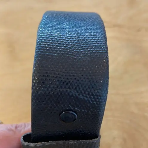 Kathe Helander Womens Crystal American Flag Buckle Leather Belt Black