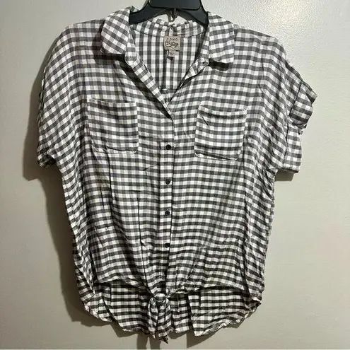 Como vintage Gray White Button Down Shirt Boxy Fit (1047)