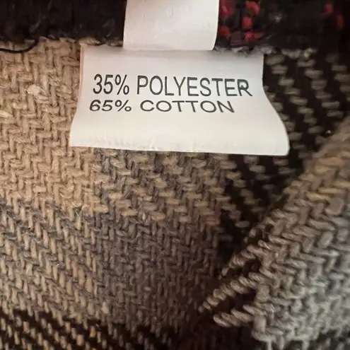 Plaid Fall Waterfall Coat Vest Jacket Checkered Red Brown Small