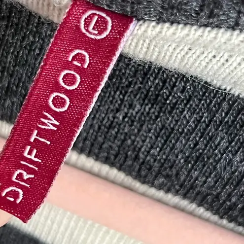 Driftwood Cozy Subtle V-Neck Striped Knit Sweater | Charcoal/Ivory | Large