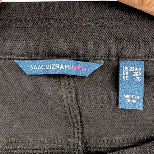 Isaac Mizrahi Isaac Mizrahi Live Black Elastic Waistband Flat Front Cropped Wide Leg Pants 22