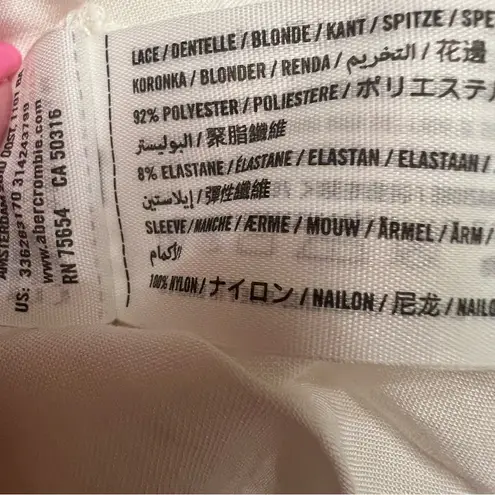 Hollister  Floral Lace Mesh Long Sleeve‎ Camisole Lined Top Antique White Size XS