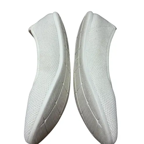 Merinos Women's White Knit Ballet Flats Size US 9 Comfort Minimalist Classic