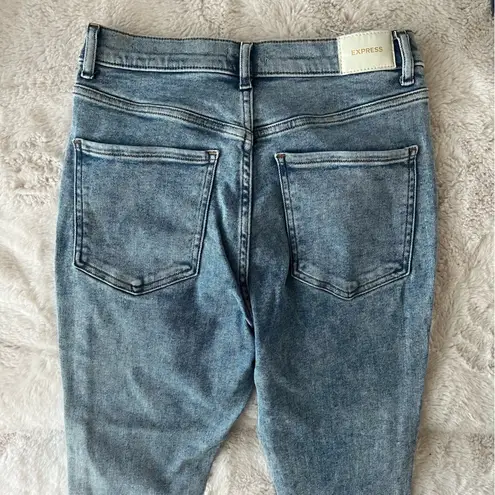 Express Acid Wash Skinny Cropped Jeans Super High Rise