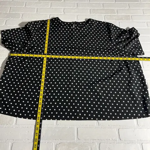 Maggie Barnes Blouse Top Womens 4X Black Polka Dot Short Sleeve Relaxed Fit Boxy