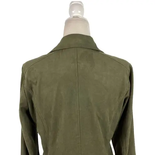 Lysse Womens Bea Olive Green Faux Suede Asymmetric Moto Crop Jacket Size Medium