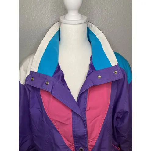 Vintage 80s 90s Jacket Womens M Neon Zip Funky Retro Ski Be In The Current Seen Purple Size M