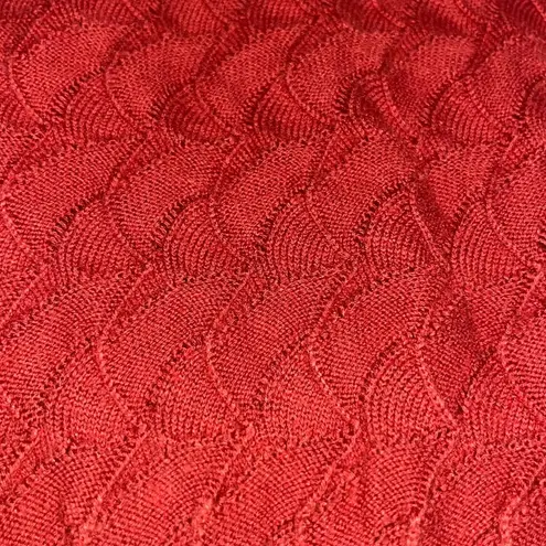 Sundance Frances Ruffle Turtleneck Sweater Scallop Pointelle Knit Rust Orange M - Image 6