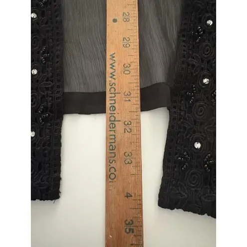 Ulla Popken Kimono Duster Womens 20/22 Black Lace Beaded Sheer Whimsigoth Size undefined