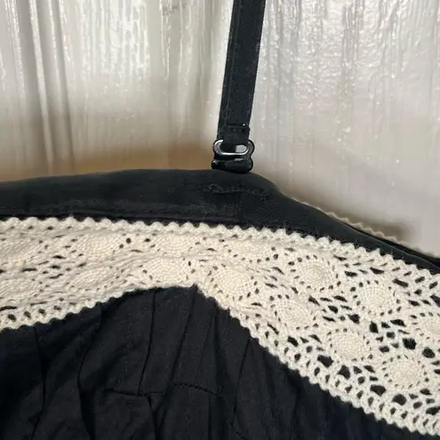 Ann Taylor  Black And White Lace Striped Aline Dress