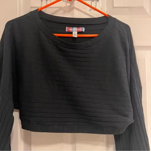 Urban Outfitters  Black Ribbed Long Sleeve Crop Top