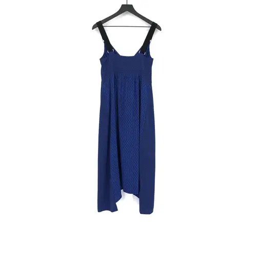 Proenza Schouler Cami Long Floral Block Print Crepe De Chine Silk Dress Blue 2