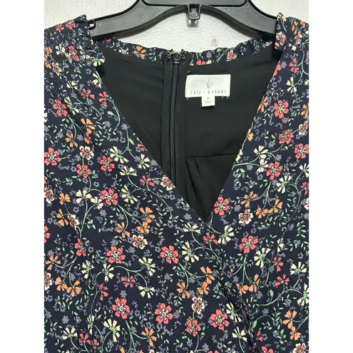 Lost + Wander Romper Wrap Long Sleeve Side Pockets Floral Black W Medium NWOT