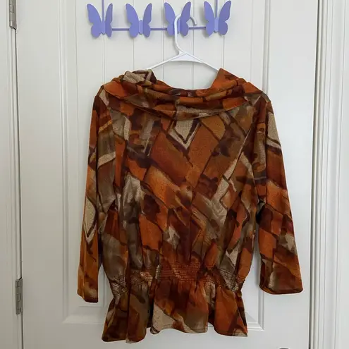 NWOT | Bamboo Traders women’s cowl neck 3/4 sleeve cowl neck knit top large Brown