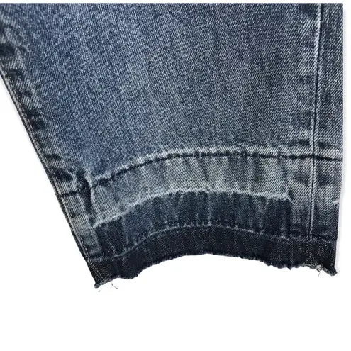 DKNY Women's Kent High Rise Straight Leg Jeans Blue Raw Hem Size 25