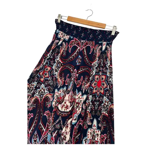 Bila Skirt Womens Medium Blue Boho Handkerchief Hem Paisley Midii Festival Gypsy